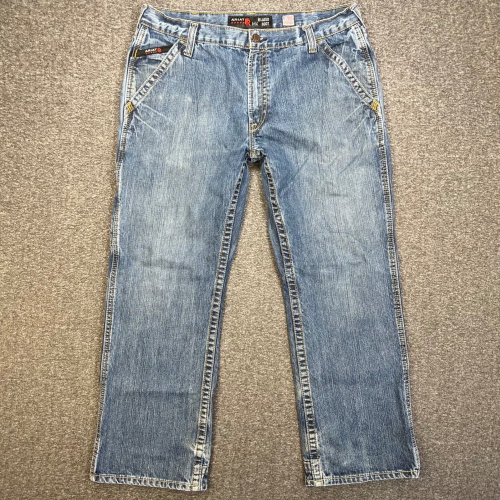 Ariat M4 FR Relaxed Boot Jeans Mens 36x29 Blue Workwear CAT 2 Flame Resistant